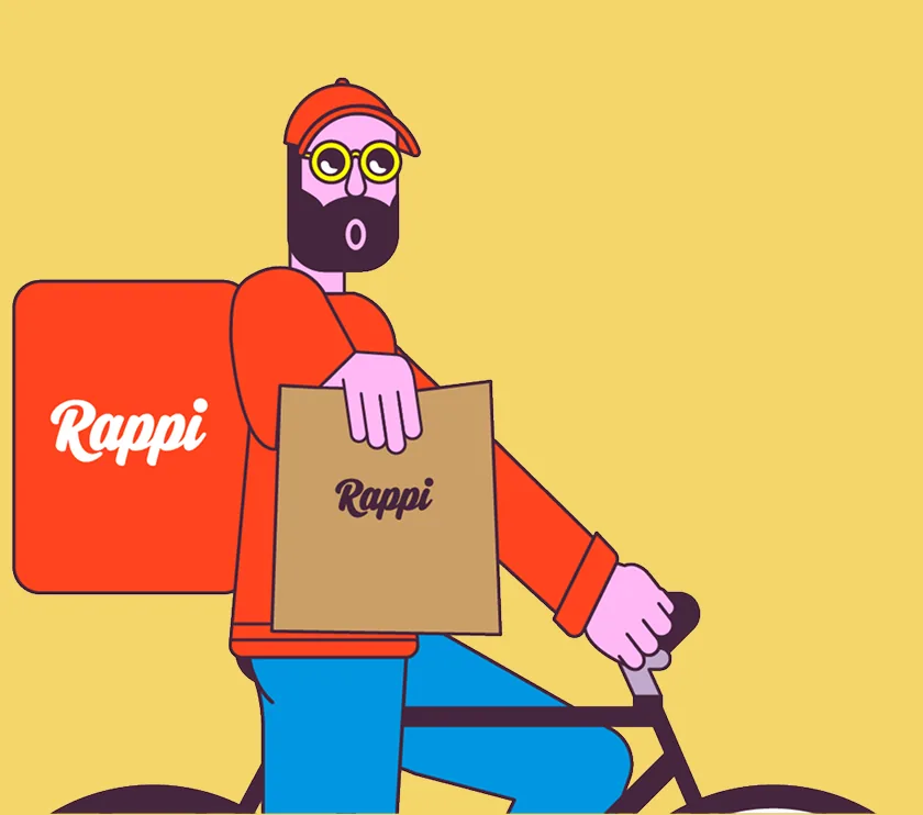 Repartidor de Rappi con un pedido de Promiseland